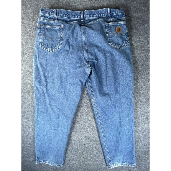 Carhartt Jeans Men's 50 X 32 Blue Denim Relaxed Fit 100% Cotton Grunge Paint - Picture 2 of 11